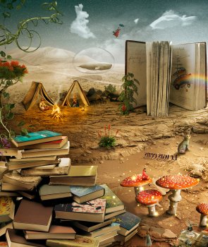 Detail from large illustration for a childrens' library wall